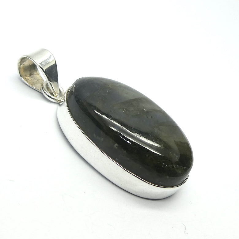 Labradorite Pendant | Nice Colour Flash | Large oval cabochon | Bezel Set with open back |  Genuine Gems from Crystal Heart Melbourne Australia since 1986