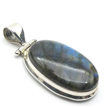 Load image into Gallery viewer, Labradorite Pendant | Nice Colour Flash | Large oval cabochon | Bezel Set with open back |  Genuine Gems from Crystal Heart Melbourne Australia since 1986