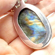 Load image into Gallery viewer, Labradorite Pendant | Nice Colour Flash | Large oval cabochon | Bezel Set with open back |  Genuine Gems from Crystal Heart Melbourne Australia since 1986