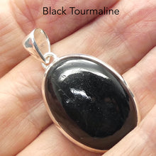 Load image into Gallery viewer, Black Tourmaline Pendant | Oval Cabochon | 925 Sterling Silver  | Empowers and unblocks the physical | protection from negative energies | Genuine Gems from Crystal Heart Melbourne Australia since 1986 