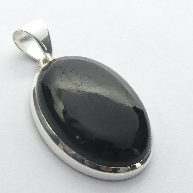 Black Tourmaline Pendant | Oval Cabochon | 925 Sterling Silver  | Empowers and unblocks the physical | protection from negative energies | Genuine Gems from Crystal Heart Melbourne Australia since 1986 