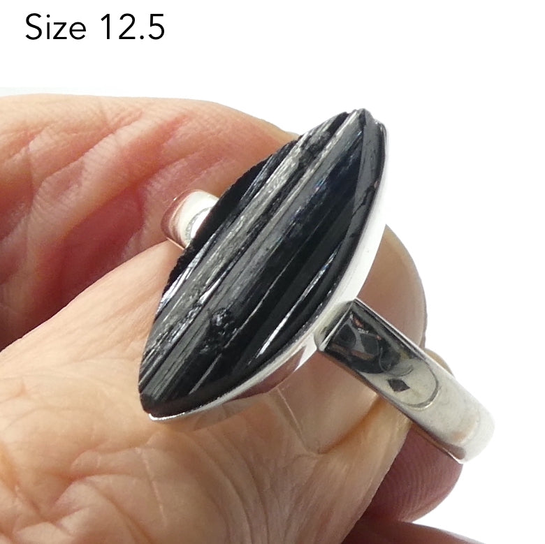 Black Tourmaline Ring | Clean natural unpolished Crystal | Empowerment | Energise | Direction | Protection | Genuine Gems from Crystal Heart Melbourne Australia since 1986