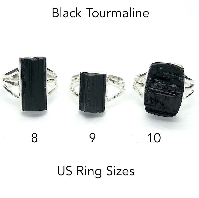 Black Tourmaline Ring | Clean natural unpolished Crystal | Empowerment | Energise | Direction | Protection | Genuine Gems from Crystal Heart Melbourne Australia since 1986