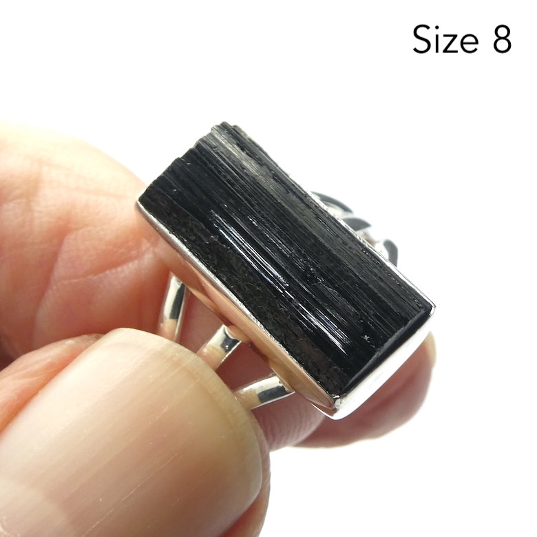 Black Tourmaline Ring | Clean natural unpolished Crystal | Empowerment | Energise | Direction | Protection | Genuine Gems from Crystal Heart Melbourne Australia since 1986