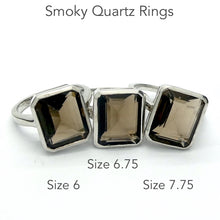 Load image into Gallery viewer, Smoky Quartz Ring | AAA Grade Faceted Oblong | 925 Sterling Silver | US Size 6, 6.75, 7.75 | Mindfulness in Body Consciousness | Grounding | Addictions | Sagittarius Capricorn stone | Genuine Gems from Crystal Heart Melbourne since 1986 | AKA ~ Smokey, Cairngorm, Morion, Indian Topaz Crystal