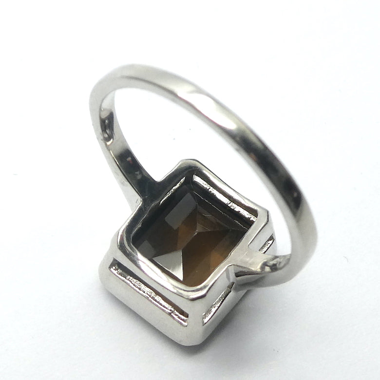 Smoky Quartz Ring | AAA Grade Faceted Oblong | 925 Sterling Silver | US Size 6, 6.75, 7.75 | Mindfulness in Body Consciousness | Grounding | Addictions | Sagittarius Capricorn stone | Genuine Gems from Crystal Heart Melbourne since 1986 | AKA ~ Smokey, Cairngorm, Morion, Indian Topaz Crystal