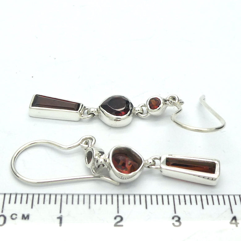 Garnet Gemstone Earrings | Fine Faceted Stones | AAA Grade | 925 Sterling Silver | Dainty but Eye Catching | Genuine Gems from Crystal Heart Melbourne Australia since 1986