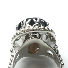 Load image into Gallery viewer, Smoky Quartz Ring | Large AAA Grade Faceted Oval | 925 Sterling Silver | Regal Detailed Setting | US Size 8.25 | AUS Size Q  Mindfulness in Body Consciousness | Grounding | Addictions | Sagittarius Capricorn stone | Genuine Gems from Crystal Heart Melbourne since 1986 | AKA ~ Smokey, Cairngorm, Morion, Indian Topaz Crystal