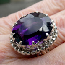 Load image into Gallery viewer, Amethyst Ring | Regal Large Faceted Oval | Flawless AAA | Rich Violet purple | Beautiful Detail | 925 Sterling Silver | US Size 8.25 | AUS Size Q | Genuine Gems from Crystal Heart Australia since 1986