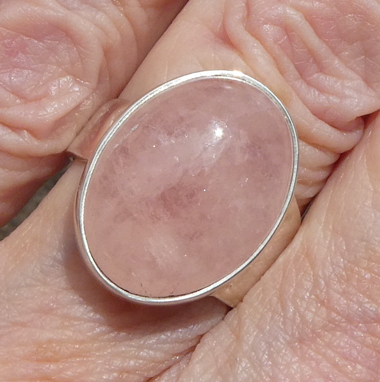 Morganite Ring, Oval Cabochon, 925 Sterling Silver