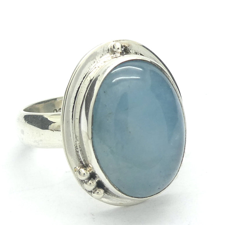 Aquamarine Ring | Oval Cabochon | 925 Sterling Silver | US Size 7 | AUS Size N1/2 | Genuine Gems from Crystal Heart Melbourne Australia since 1986