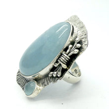 Load image into Gallery viewer, Aquamarine Ring | Large Freeform Cabochon | Eye Catching Organic design | 925 Sterling Silver | US Size 7.25 | AUS Size O | Genuine Gems from Crystal Heart Melbourne Australia since 1986