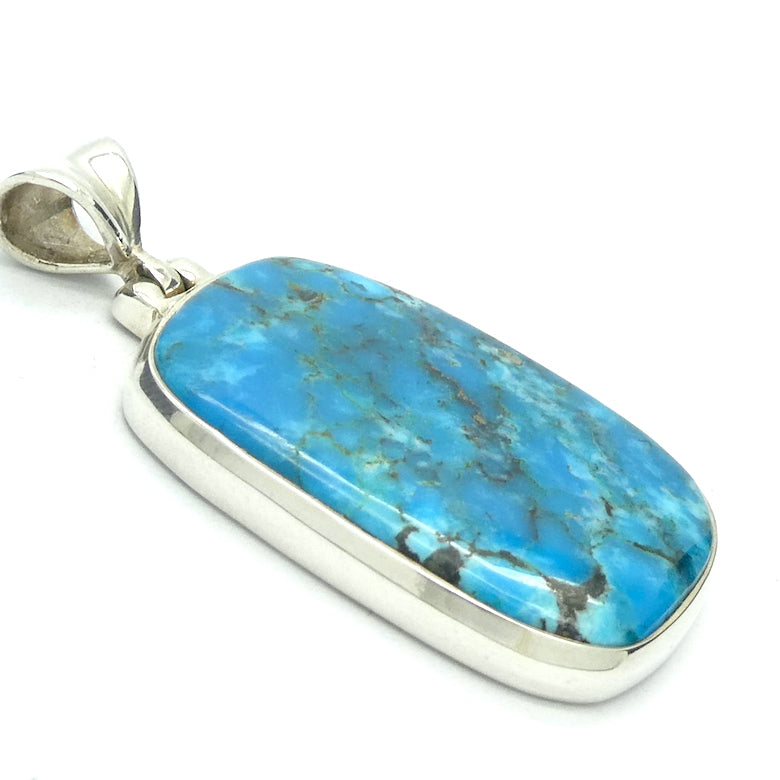 Turquoise Pendant | 925 Sterling Silver | Oblong Cabochon | sleeping Beauty Mine | Arizona | Light and dark sky blue with veins of indigo Azurite | Sagittarius Scorpio Pisces | Genuine Gems from Crystal Heart Melbourne since 1986