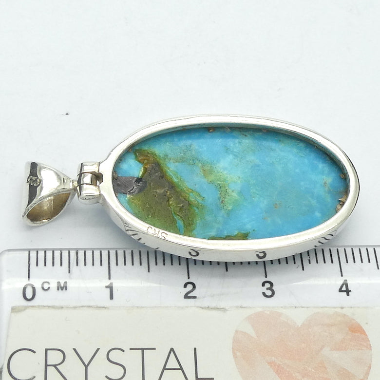 Turquoise Pendant | 925 Sterling Silver | Oval Cabochon | Sleeping Beauty Mine | Arizona | Sagittarius Scorpio Pisces | Genuine Gems from Crystal Heart Melbourne since 1986