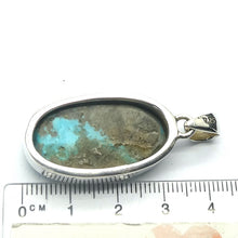 Load image into Gallery viewer, Persian Turquoise Pendant | 925 Sterling Silver | Oval | Golden crystals of Pyrites | Arizona | Sagittarius Scorpio Pisces | Genuine Gems from Crystal Heart Melbourne since 1986