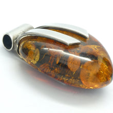 Load image into Gallery viewer, Amber Pendant | Large Freeform Cabochon  | Elegant Modern Setting | 925 Sterling Silver | Genuine Gems from Crystal heart Melbourne Australia since 1986