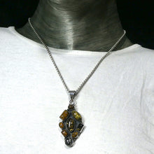 Load image into Gallery viewer, Dark Amber Pendant | Nine Dark Amber Cabochons  | Heavy Sterling Silver | Oxidised | Mediaeval or Gothic Look | Genuine Gems from Crystal heart Melbourne Australia since 1986
