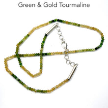 Load image into Gallery viewer, Tourmaline Necklace, Green and Gold Faceted Button Beads, 925 Sterling Silver