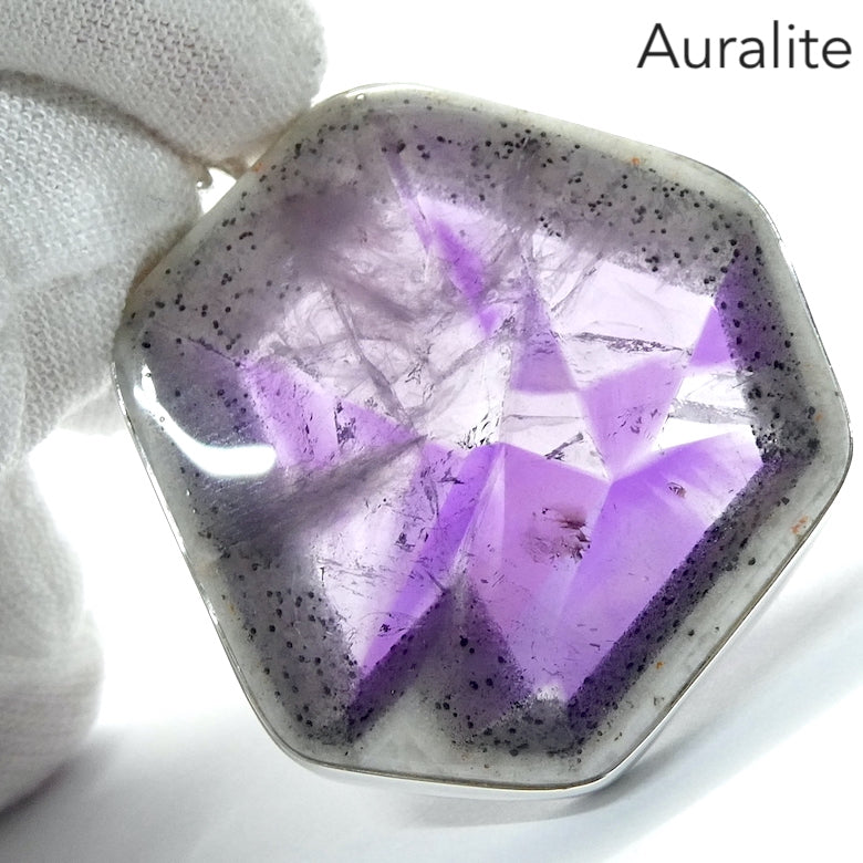 Auralite or Amethyst-23 natural crystal Pendant  | Freeform Hexagonal Cabochon | 925 Sterling Silver | Super Super 7 Consciousness Awakening | Awaken Spiritual in the Physical | Genuine Gems from Crystal Heart Melbourne Australia since 1986