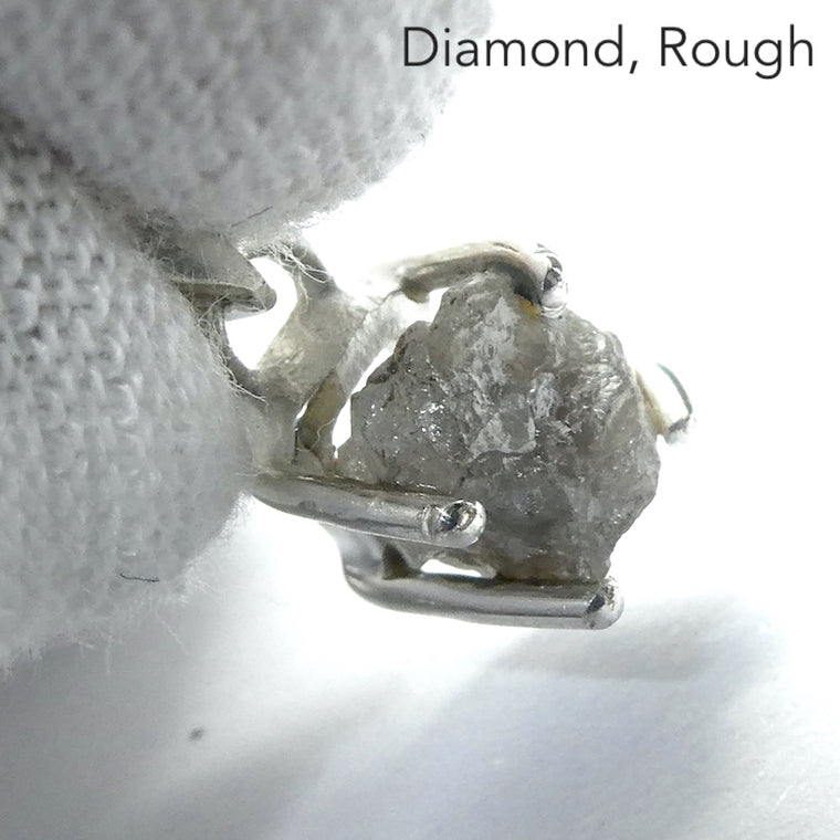 Rough Diamond Niugget Pendant, Claw Set, 925 Sterling Silver