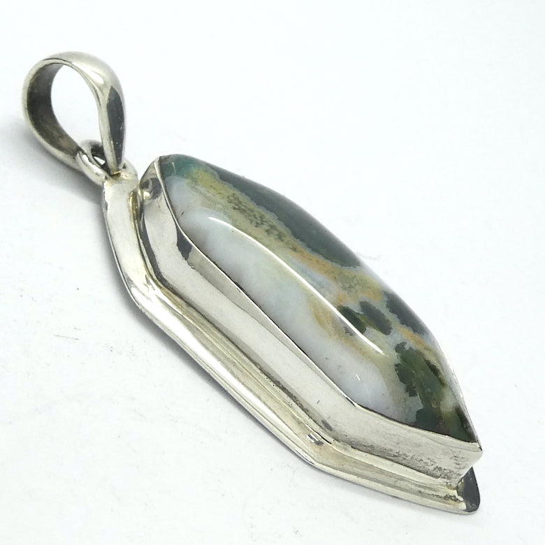 Ocean Jasper Pendant | Hexagonal Cabochon | 925 Sterling Silver | Emotional  and Physical Healing | Stimulate Creativity | Genuine Gems from Crystal Heart Melbourne Australia since 1986