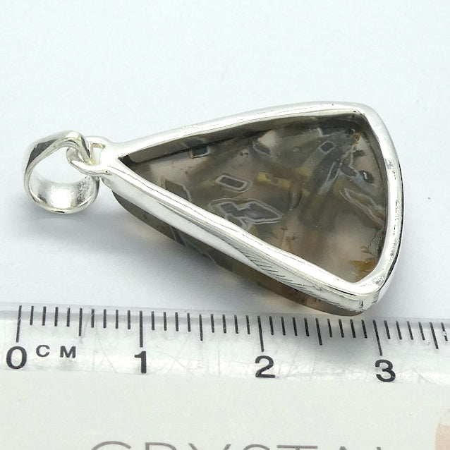 Tube Agate Chalcedony Pendant | Triangular Cabochon | 925 Sterling Silver |  Feminine Power | Cellular Harmony | Memory | Energy | Genuine Gemstones from Crystal Heart Melbourne Australia since 1986