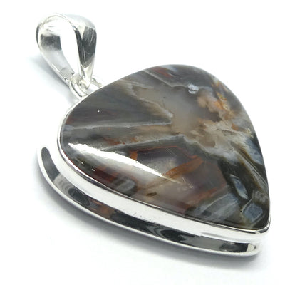 Tube Agate Chalcedony Pendant | Triangular Cabochon | 925 Sterling Silver |  Feminine Power | Cellular Harmony | Memory | Energy | Genuine Gemstones from Crystal Heart Melbourne Australia since 1986