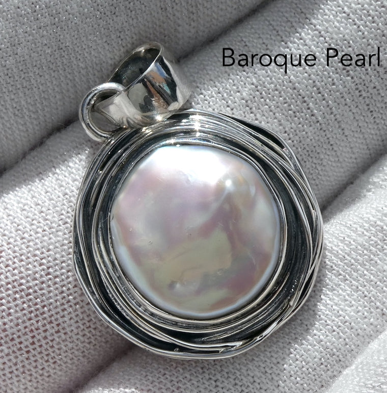 Baroque Pearl Pendant, 925 Sterling Silver