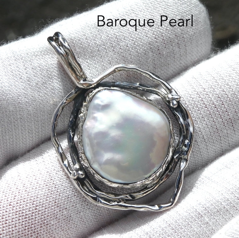 Baroque Pearl Pendant, 925 Sterling Silver