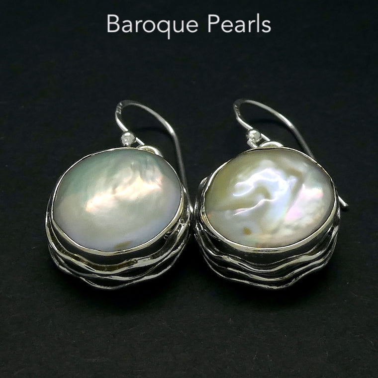 Baroque Pearl Earrings, 925 Sterling Silver