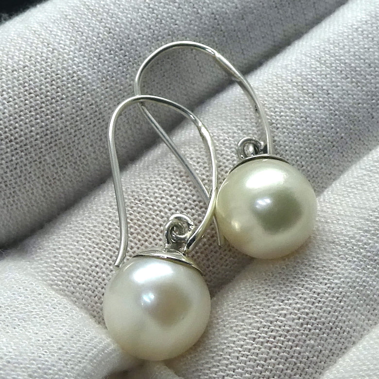 South Sea Pearls Earrings | 925 Sterling Silver| Classic Drops | Silver Cap and Hand Finished Hooks | Genuine Gems from Crystal Heart Melbourne Australia since 1986