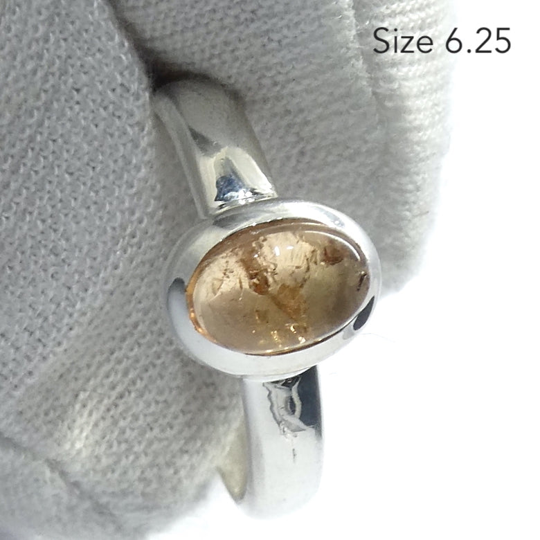 Golden Topaz Ring | Oval Cabochon  | Solid Signet Style in 925 Sterling Silver | US Size 6.25 or 7.5  | AUS Size M or  O1/2 | Scorpio | Sagittarius Stone | Warm fulfilling healing energy | Emotional independence | Manifestation | Genuine Gems from Crystal Heart Melbourne since 1986