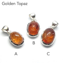 Load image into Gallery viewer, Golden Topaz Pendant  | Oval Cabochon  | Bezel Set | Open Back | 925 Sterling Silver | Scorpio | Sagittarius Stone | Warm fulfilling healing energy | Emotional independence | Manifestation | Genuine Gems from Crystal Heart Melbourne since 1986