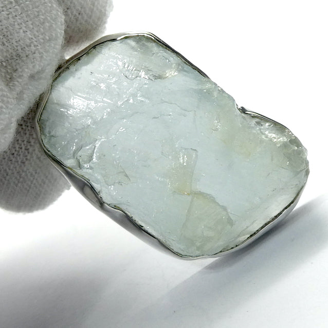 Aquamarine Gemstone Pendant | Raw nugget | 925 Sterling Silver |  Translucent Blue Ice | Bezel Set | Open Back | Peaceful emotional guidance and integration | Flow through obstacles | Genuine Gemstones from Crystal Heart Melbourne Australia since 1986