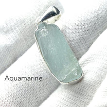 Load image into Gallery viewer, Aquamarine Gemstone Pendant | Raw nugget | 925 Sterling Silver |  Translucent Blue Ice | Bezel Set | Open Back | Peaceful emotional guidance and integration | Flow through obstacles | Genuine Gemstones from Crystal Heart Melbourne Australia since 1986