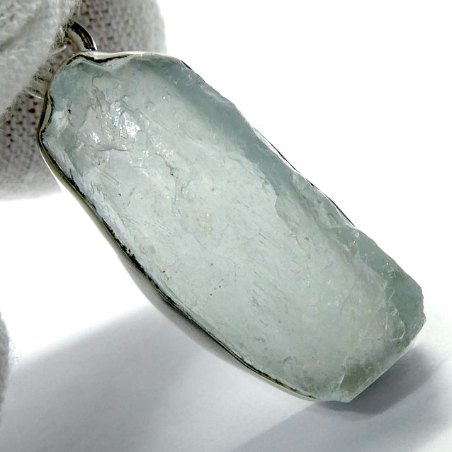 Aquamarine Gemstone Pendant | Raw nugget | 925 Sterling Silver |  Translucent Blue Ice | Bezel Set | Open Back | Peaceful emotional guidance and integration | Flow through obstacles | Genuine Gemstones from Crystal Heart Melbourne Australia since 1986