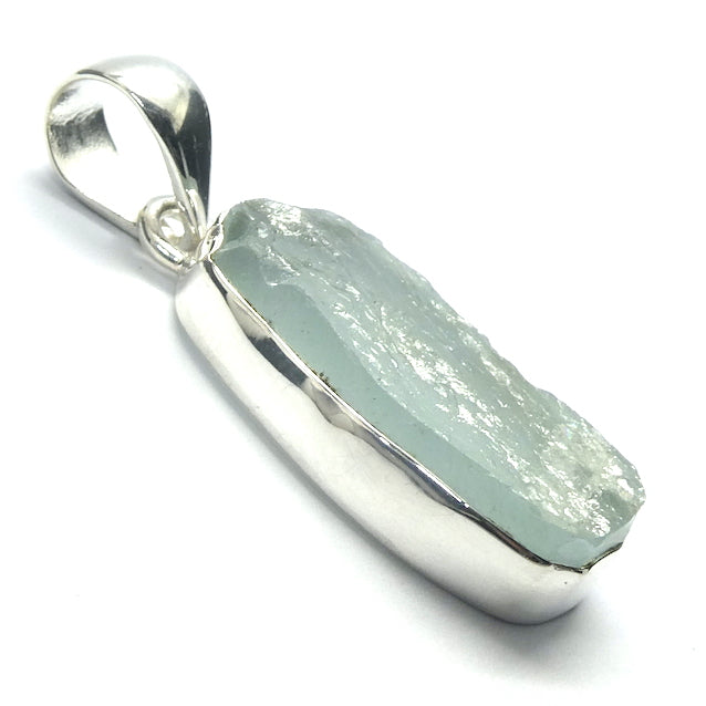 Aquamarine Gemstone Pendant | Raw nugget | 925 Sterling Silver |  Translucent Blue Ice | Bezel Set | Open Back | Peaceful emotional guidance and integration | Flow through obstacles | Genuine Gemstones from Crystal Heart Melbourne Australia since 1986