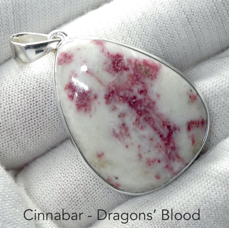 Cinnabar Pendant | Red Inclusions in Dolomite |  Cabochon | 925 Sterling Silver | Dragon's Blood | Manifest Dreams and achieve prosperity | Genuine Gems from Crystal Heart Melbourne Australia since 1986