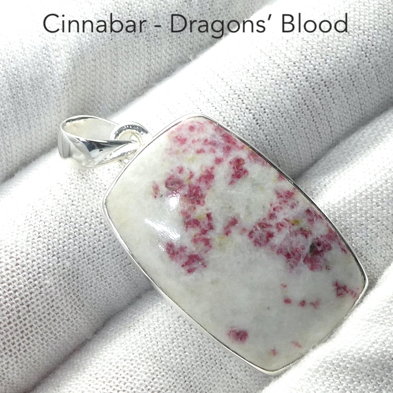 Cinnabar Pendant | Red Inclusions in Dolomite |  Cabochon | 925 Sterling Silver | Dragon's Blood | Manifest Dreams and achieve prosperity | Genuine Gems from Crystal Heart Melbourne Australia since 1986