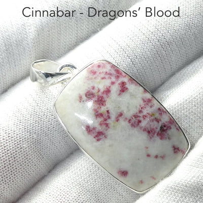 Cinnabar Pendant | Red Inclusions in Dolomite |  Cabochon | 925 Sterling Silver | Dragon's Blood | Manifest Dreams and achieve prosperity | Genuine Gems from Crystal Heart Melbourne Australia since 1986