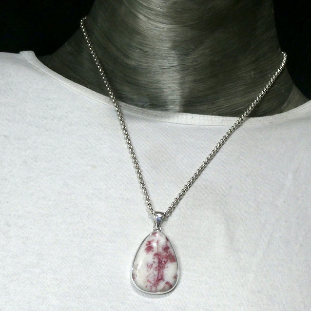 Cinnabar Pendant | Red Inclusions in Dolomite |  Cabochon | 925 Sterling Silver | Dragon's Blood | Manifest Dreams and achieve prosperity | Genuine Gems from Crystal Heart Melbourne Australia since 1986
