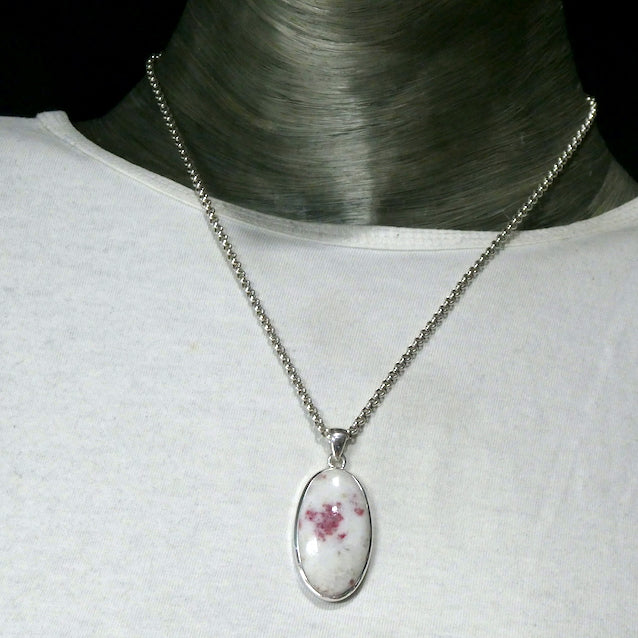 Cinnabar Pendant | Red Inclusions in Dolomite |  Cabochon | 925 Sterling Silver | Dragon's Blood | Manifest Dreams and achieve prosperity | Genuine Gems from Crystal Heart Melbourne Australia since 1986
