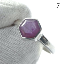 Load image into Gallery viewer, Ruby Ring| Pinkish red hexagonal slices of natural Ruby crystal | 925 Sterling Silver  | Bezel Set | Lion Heart | Genuine Gems from Crystal Heart Melbourne Australia since 1986