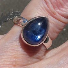 Load image into Gallery viewer, Blue Kyanite Ring | Clear Sapphire Blue | 925 Sterling Silver Setting | Uplift and protect the Heart | US Size 7.5 | AUS Size O1/2  | Taurus Libra Aries Gemstone | Genuine Gems from Crystal Heart Melbourne Australia since 1986