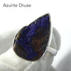 Azurite Ring | Raw Drusy | Teardrop | 925 Sterling Silver | Bezel Set | Vision Quest | True Heart Self |  Manifest | Adjustable size 7 to 8.5 | Genuine Gemstones from Crystal Heart Melbourne Australia since 1986