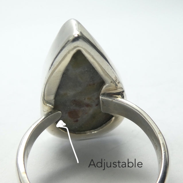 Azurite Ring | Raw Drusy | Teardrop | 925 Sterling Silver | Bezel Set | Vision Quest | True Heart Self |  Manifest | Adjustable size 7 to 8.5 | Genuine Gemstones from Crystal Heart Melbourne Australia since 1986