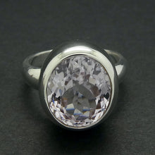 Load image into Gallery viewer, Kunzite Ring |  Faceted Oval | Flawless Brilliant Clear Stone | 925 Sterling Silver |  Deep Bezel Setting with cushioned walls | US Size 8 | EU or AU Size P  | Wisdom of the Heart | Inspire Love with Clarity | Taurus Scorpio Leo | Genuine Gemstones from Crystal heart Melbourne Australia since 1986