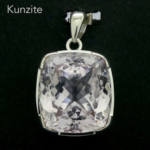 Load image into Gallery viewer, Kunzite Pendant | Pink Spodumene | Large Faceted Oblong | 925 Sterling Silver | Brilliant Sparkle | Besel set | Wisdom of the Heart | Taurus Scorpio Leo | Genuine Gems from Crystal heart Melbourne Australia since 1986