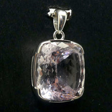 Load image into Gallery viewer, Kunzite Pendant | Pink Spodumene | Large Faceted Oblong | 925 Sterling Silver | Brilliant Sparkle | Besel set | Wisdom of the Heart | Taurus Scorpio Leo | Genuine Gems from Crystal heart Melbourne Australia since 1986