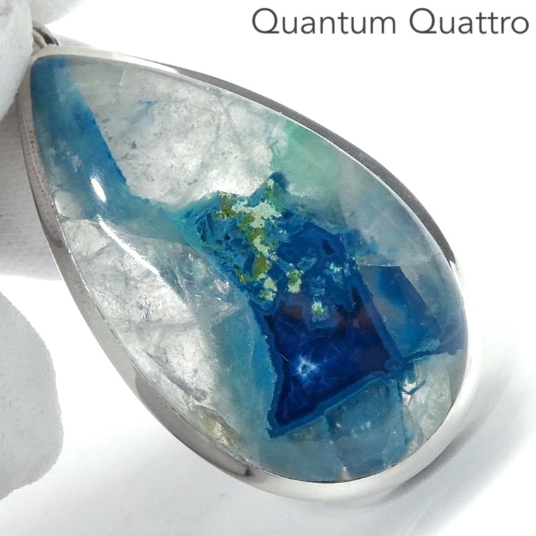 Quantum Quattro Pendant, Teardrop Cabochon, 925 Sterling Silver